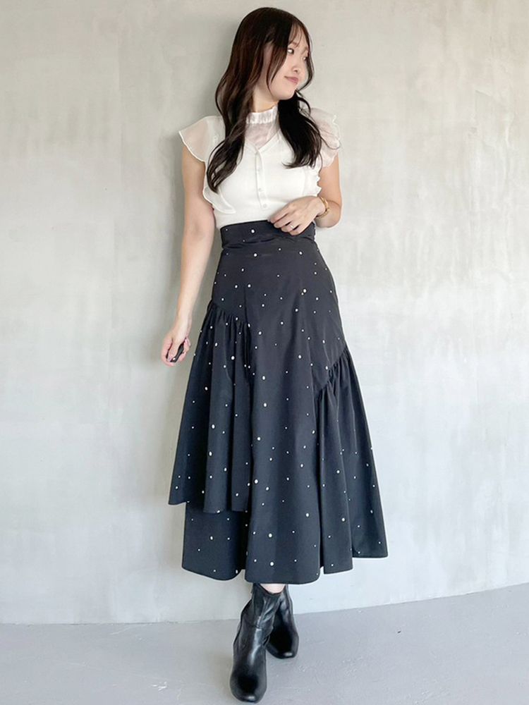 asymmetrical layered flared skirt