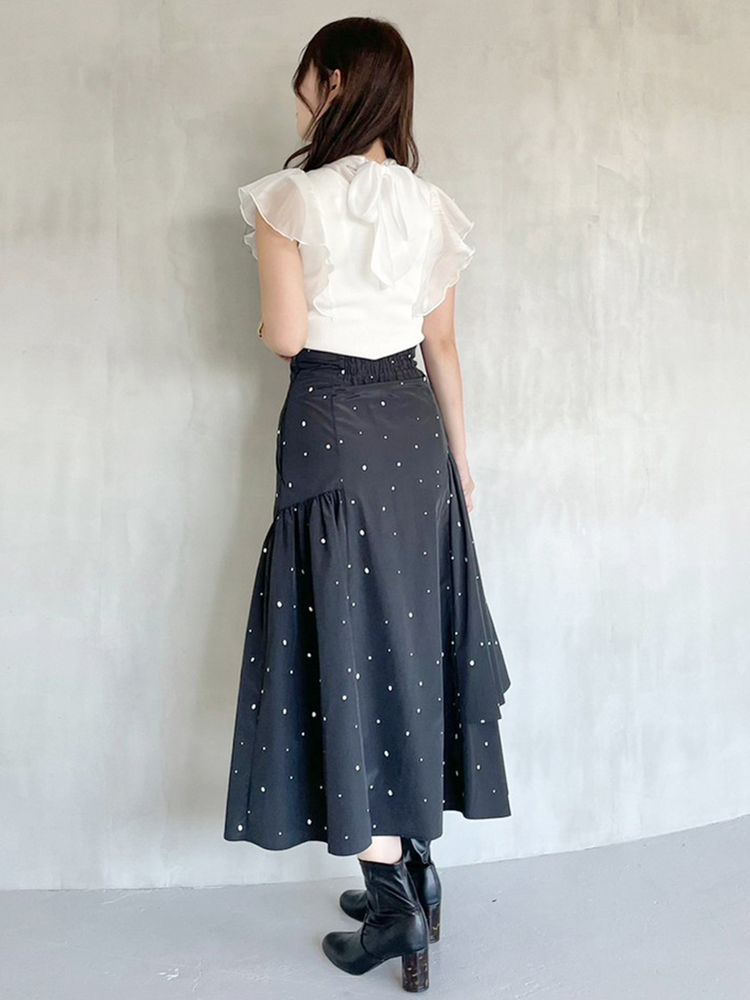 asymmetrical layered flared skirt