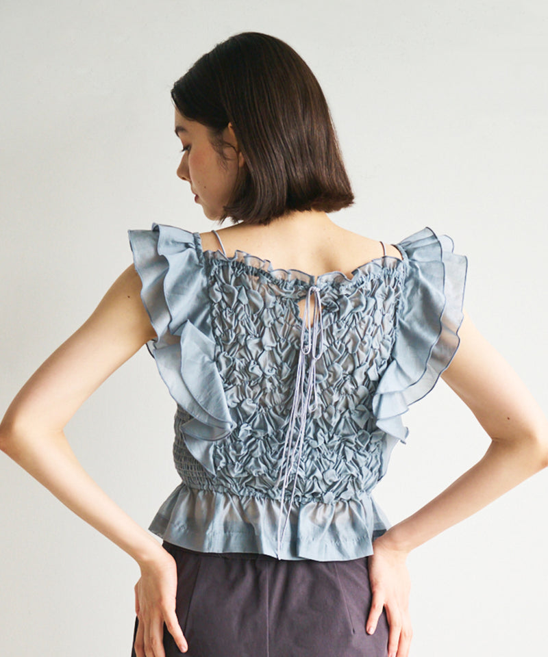 shirred frill blouse