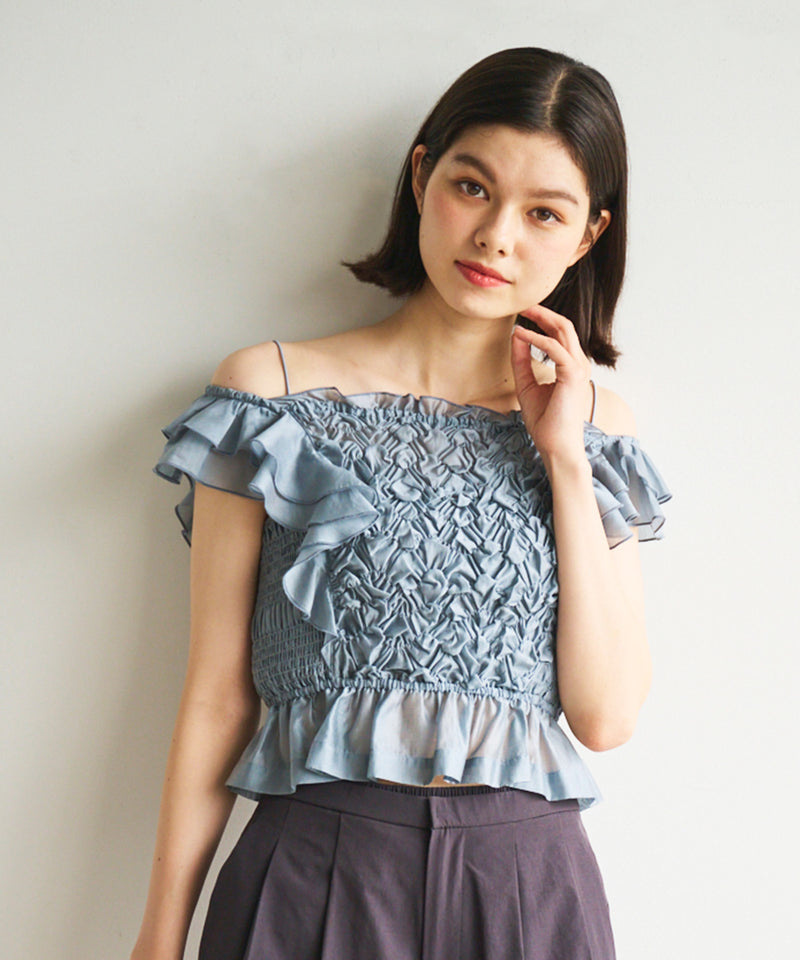 shirred frill blouse