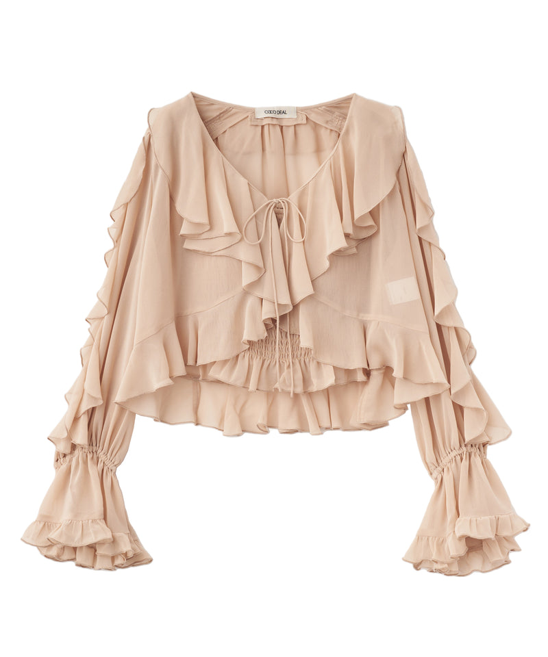 ribbon frill cardigan x shirred camisole