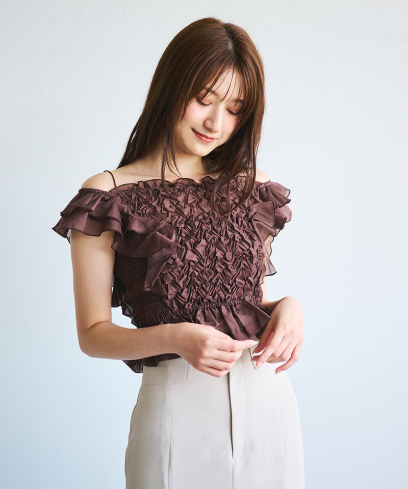 shirred frill blouse