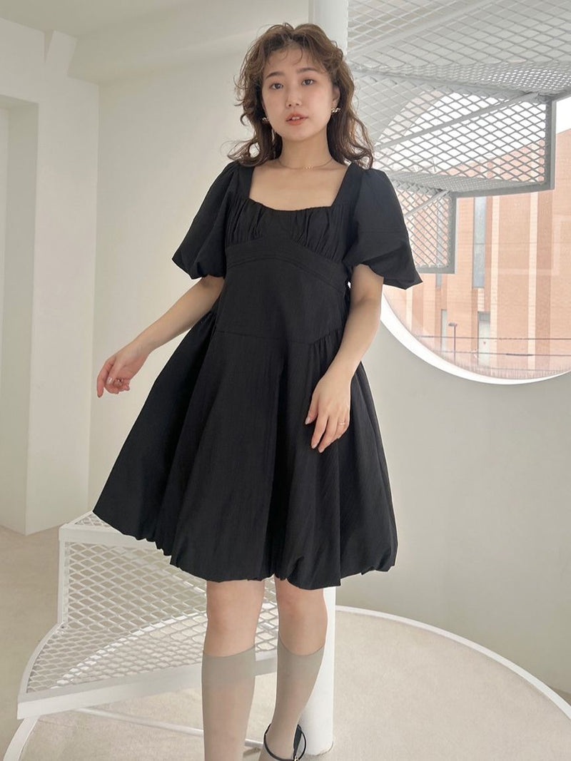 puff sleeve empire mini dress