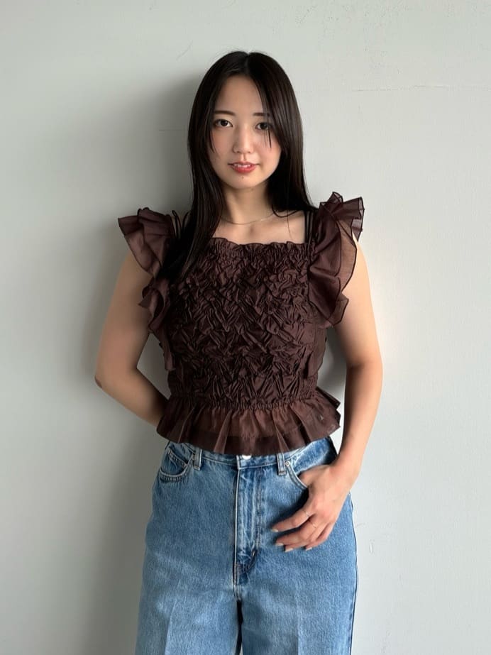 shirred frill blouse